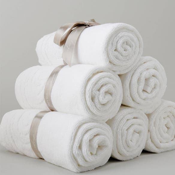 Stack of rolled white towels